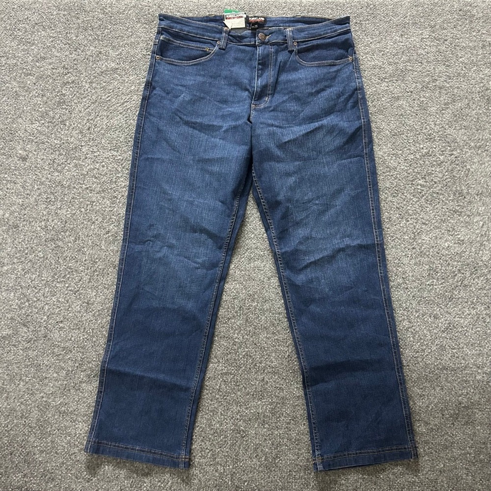 Kirkland Jeans Mens Size 38x32 Blue Straight Leg Dark Wash Classic Five Pocket